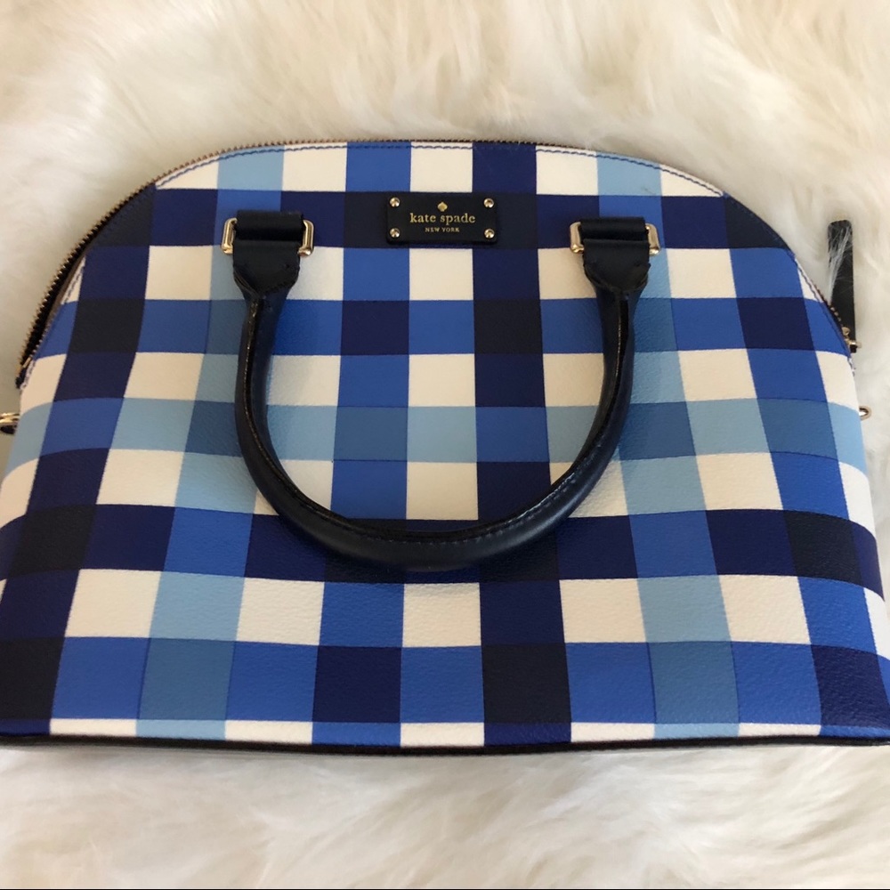 NWT Kate Spade Grove Street Blue Plaid Handbag